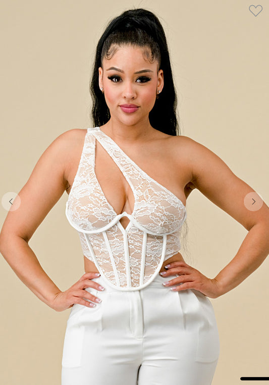 Lace One Shoulder Corset