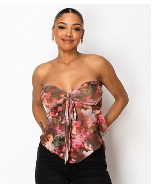 Floral Print Tube Top