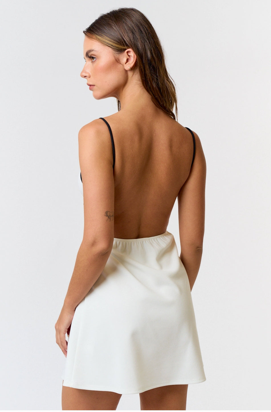 Contrast Binding Bow Detail Open Back Mini Dress